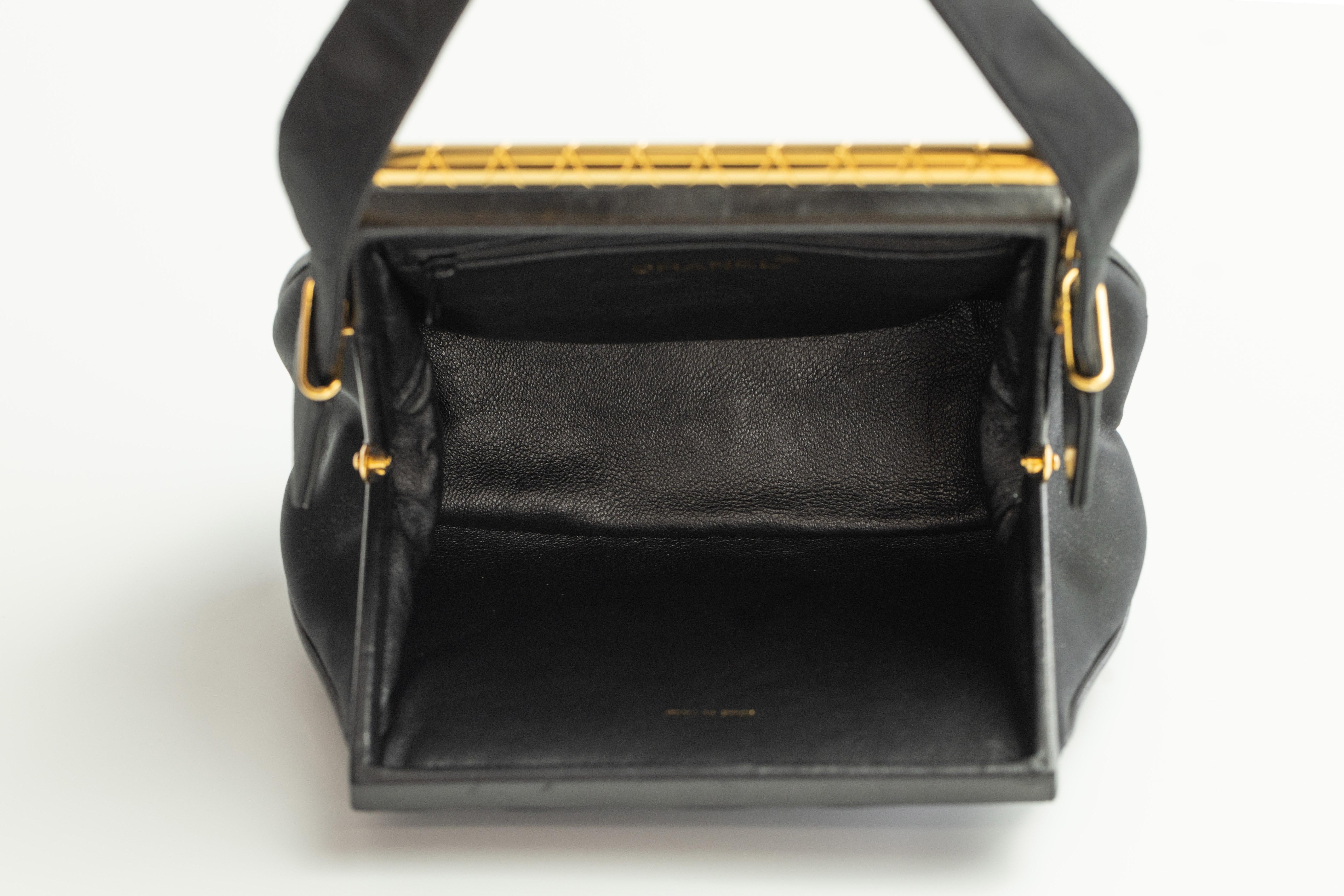 Chanel Black Satin Classic One Handbag For Sale 1