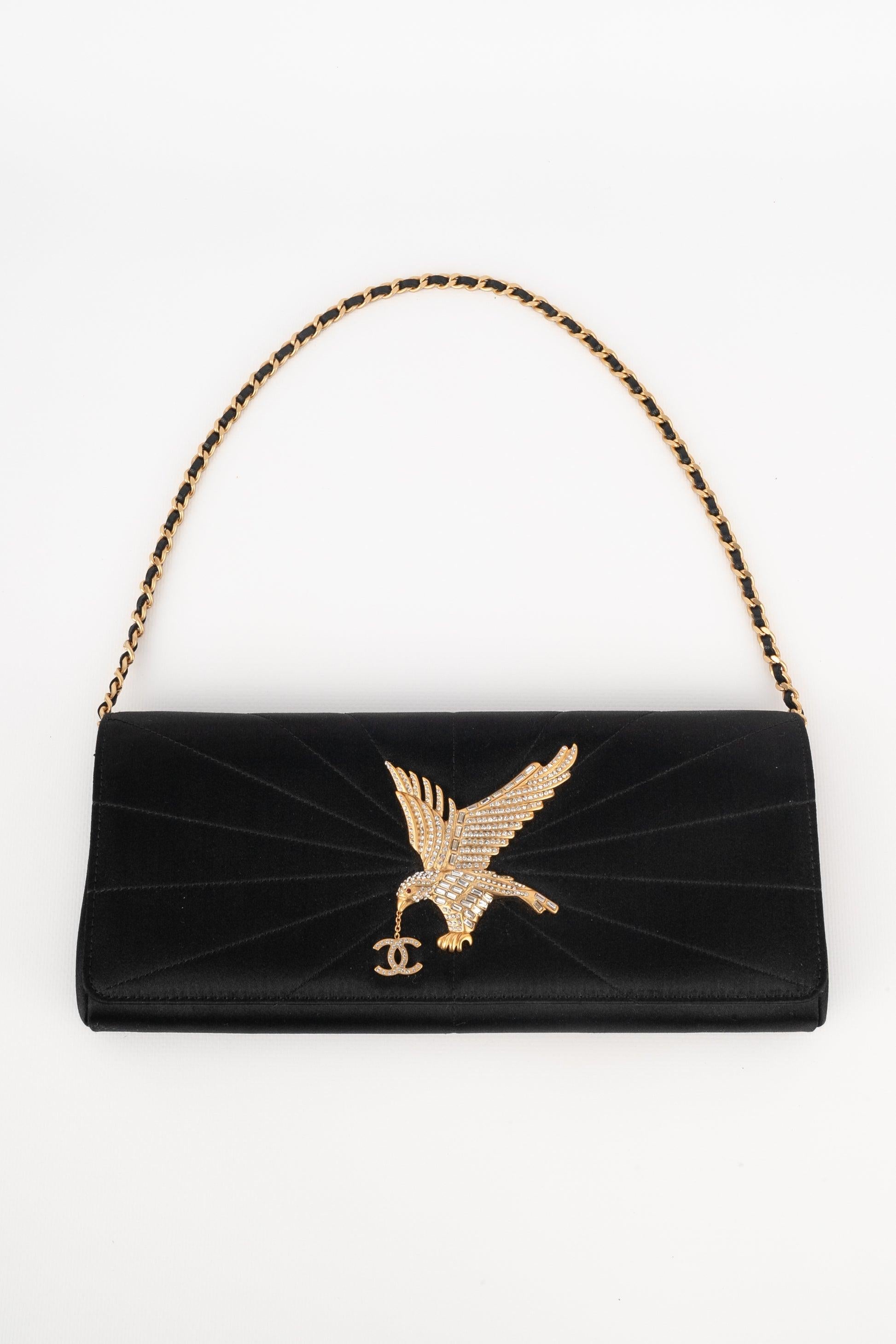 Chanel Black Satin Clutch Bag, 2001 In Excellent Condition In SAINT-OUEN-SUR-SEINE, FR