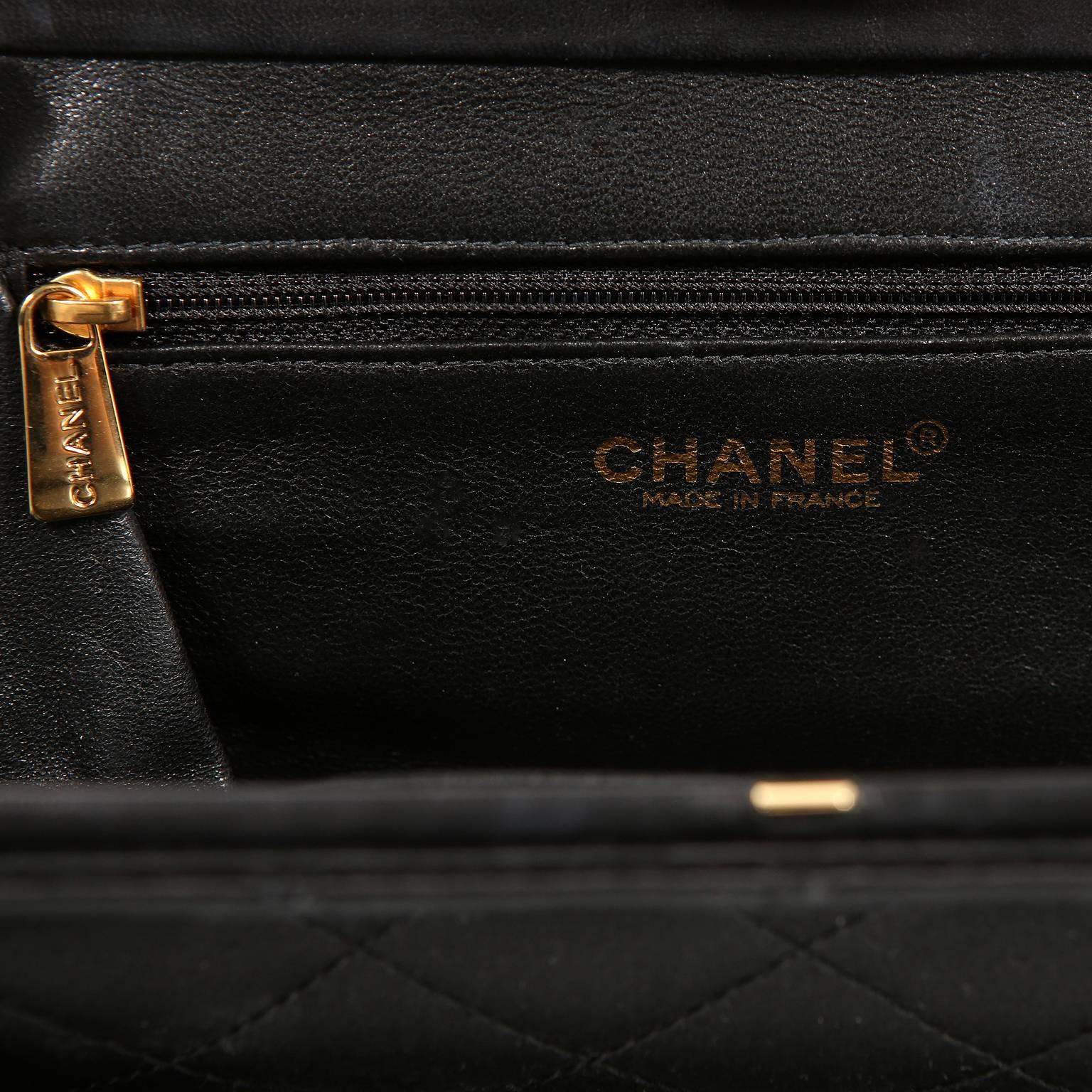 Chanel Black Satin Clutch Wristlet 2