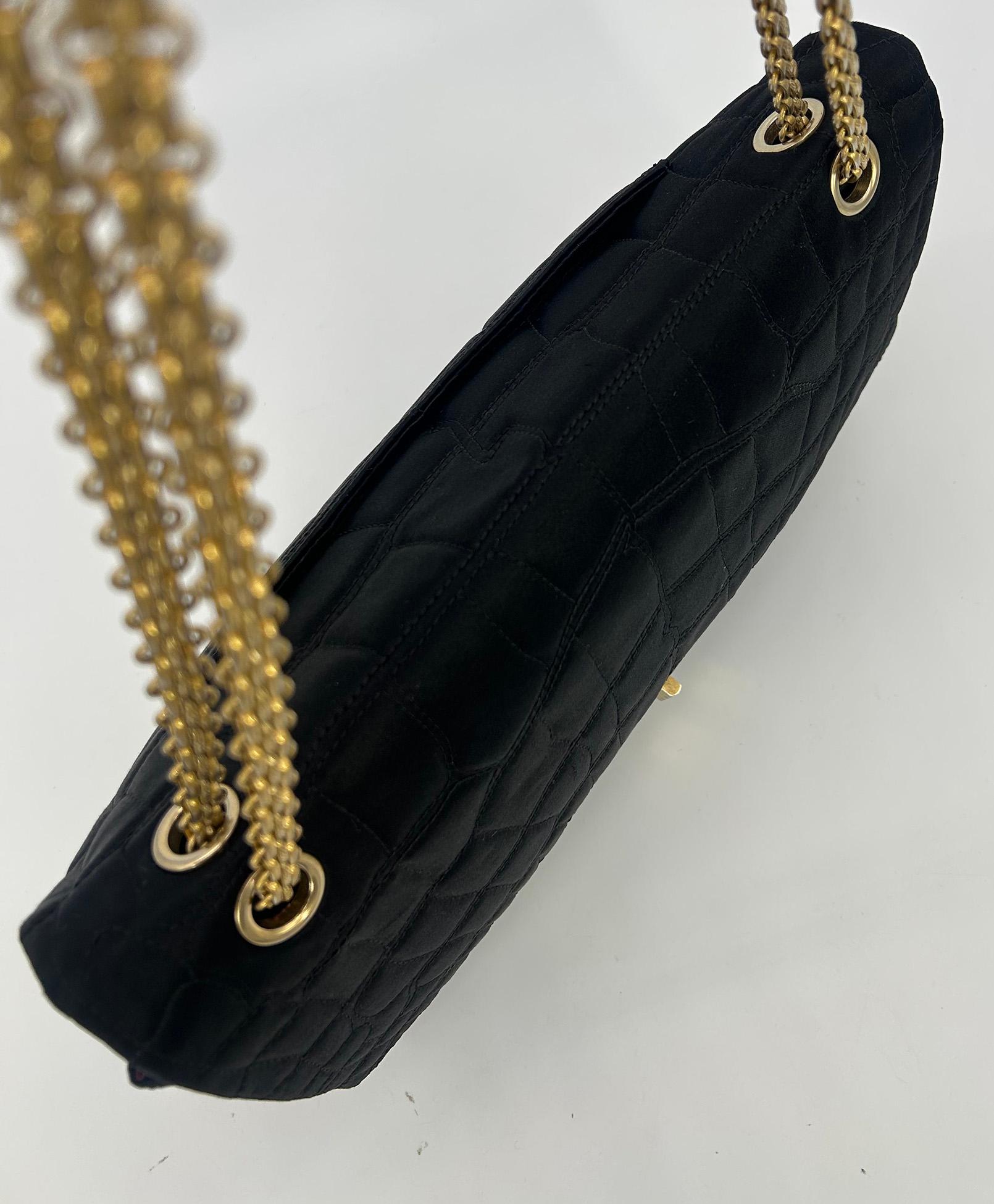 Chanel Black Satin Coco Croc Quilted 227 Reissue 2.55 Double Flap Classic For Sale 5