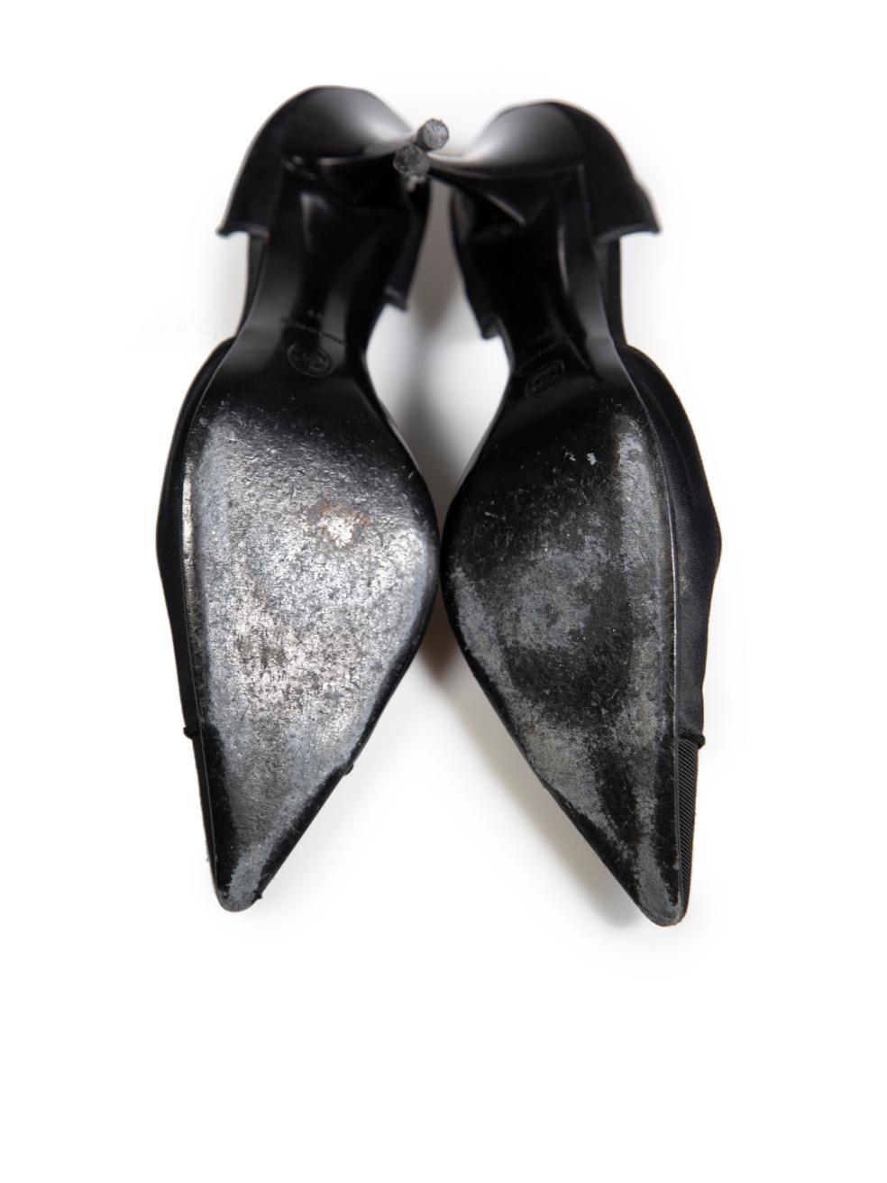 Women's Chanel Black Satin Crystal Embellished Interlocking CC Heels Size IT 39 For Sale