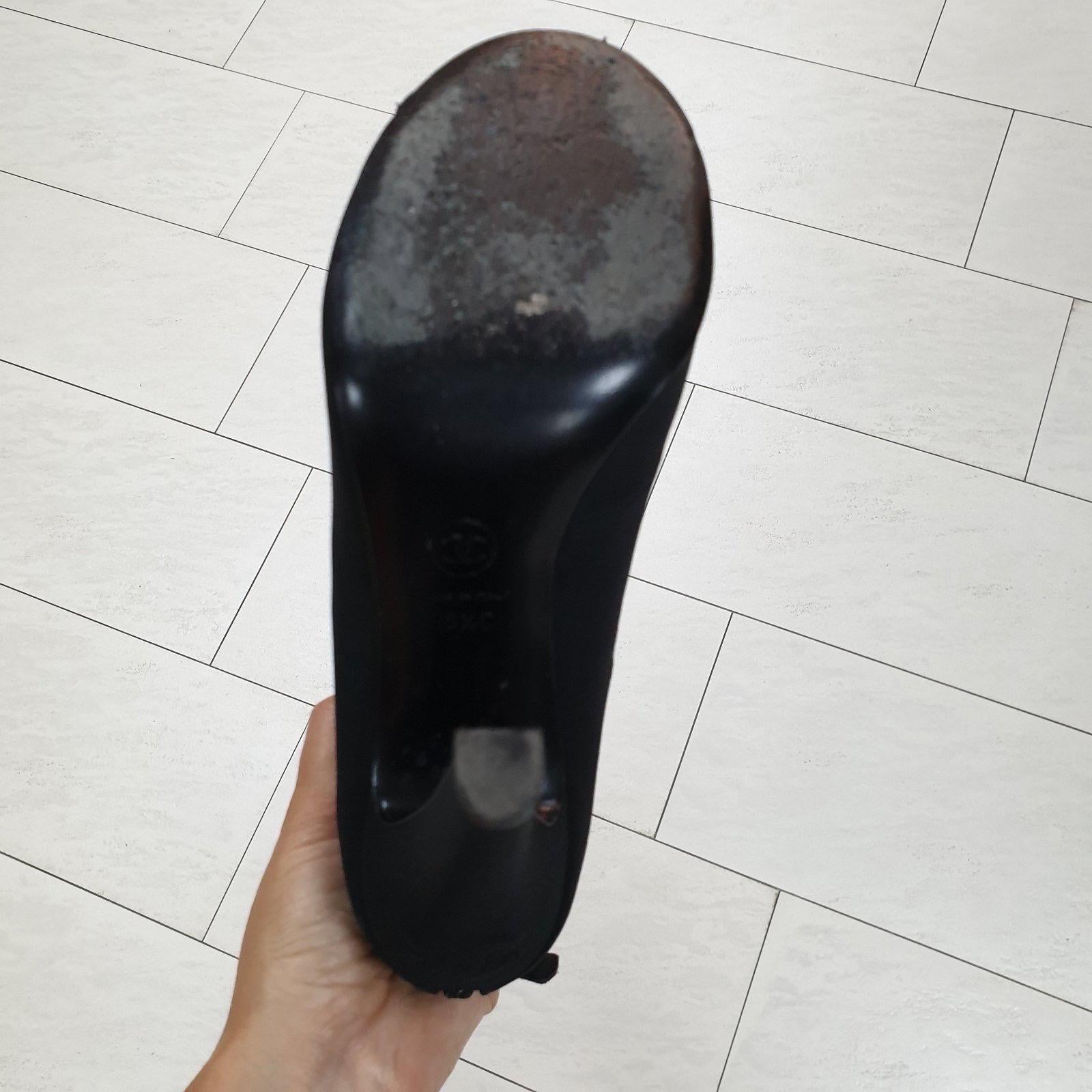 Chanel Black Satin Crystal Strass Bow Open Heels Boots Booties In Excellent Condition In Krakow, PL