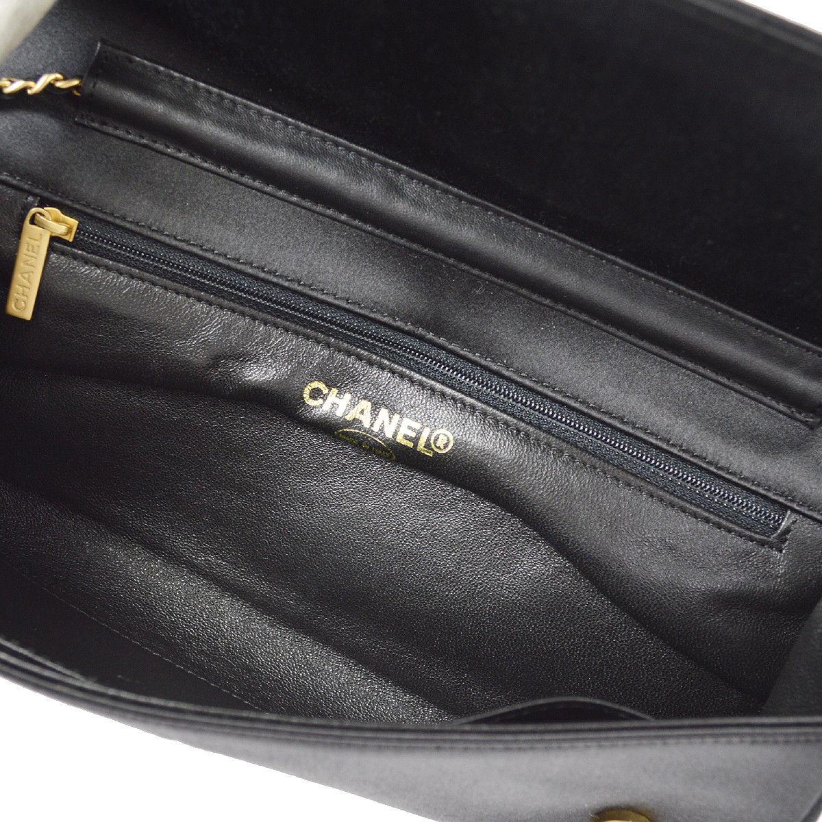 Chanel Black Satin Gold Rhinestone Bird Charm Evening Clutch Flap Bag in Box In Good Condition In Chicago, IL