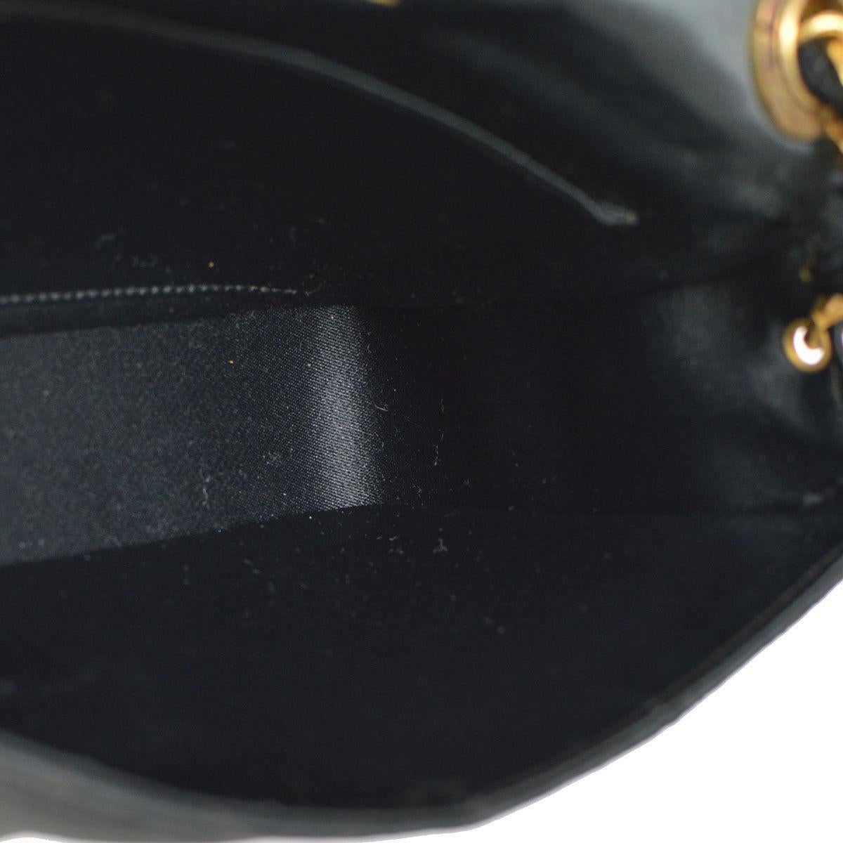 Chanel Black Satin Gold Rhinestone Evening Party Clutch Shoulder Flap Bag in Box 3