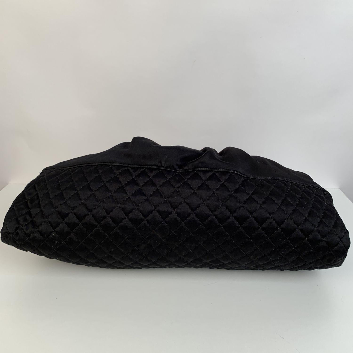 Chanel Black Satin Melrose Cabas Large Tote Hobo Shoulder Bag In Good Condition In Rome, Rome
