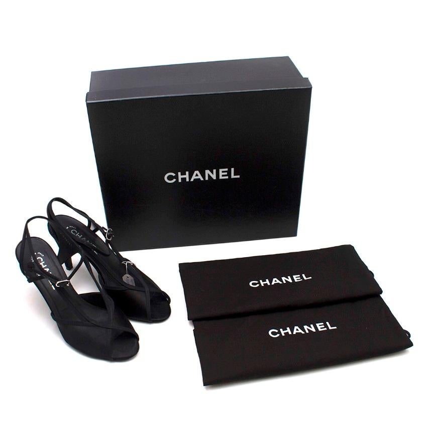 Chanel Black Satin & Mesh Sandals - Size EU 40 6
