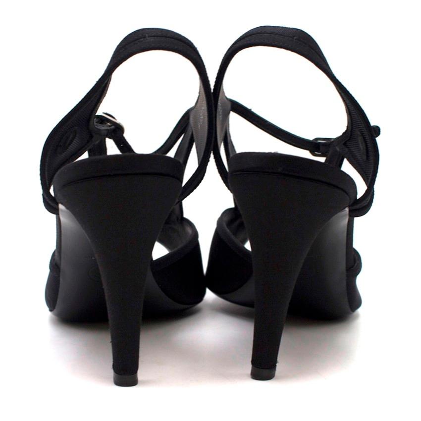 Women's Chanel Black Satin & Mesh Sandals - Size EU 40