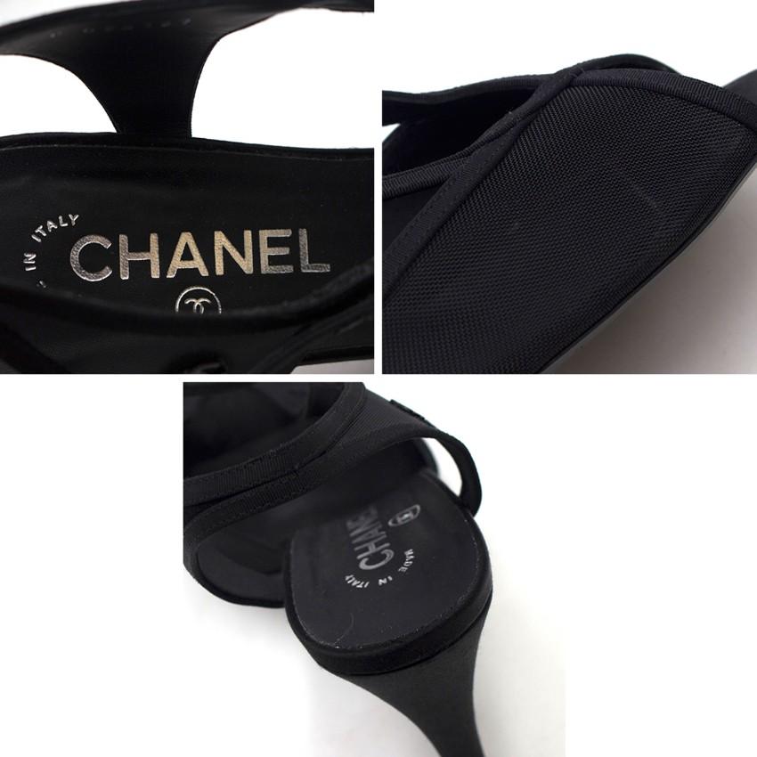 Chanel Black Satin & Mesh Sandals - Size EU 40 1