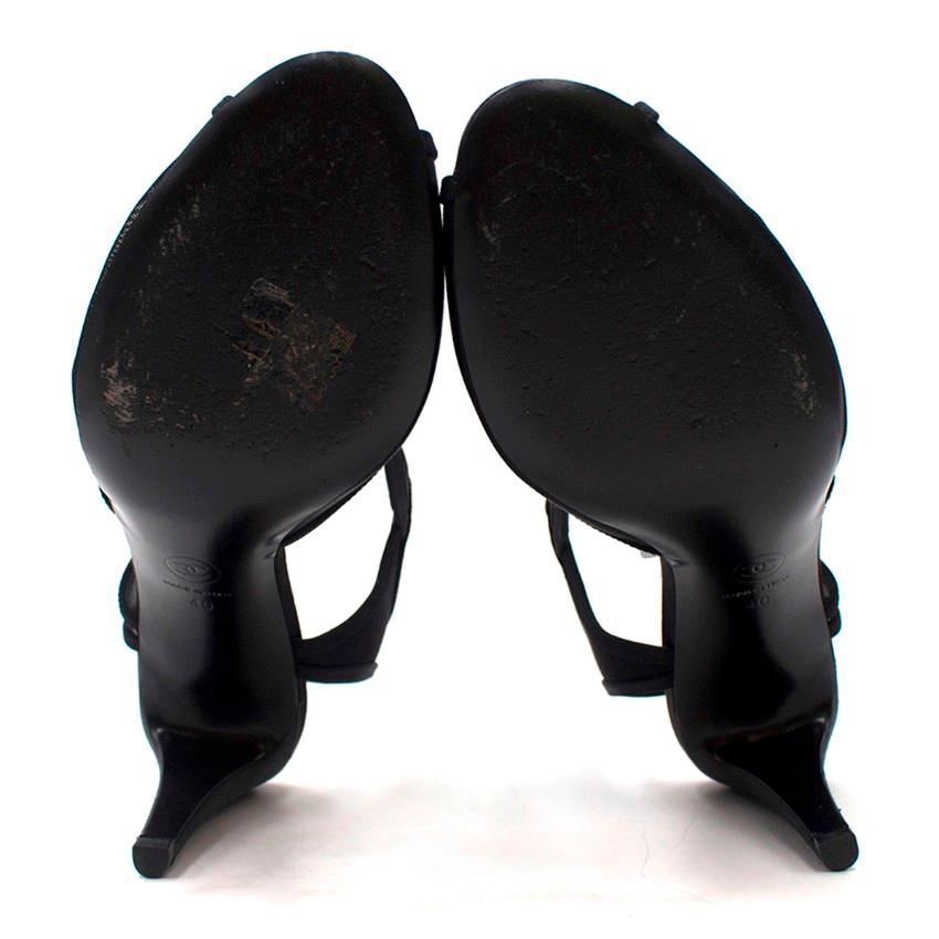 Chanel Black Satin & Mesh Sandals - Size EU 40 4