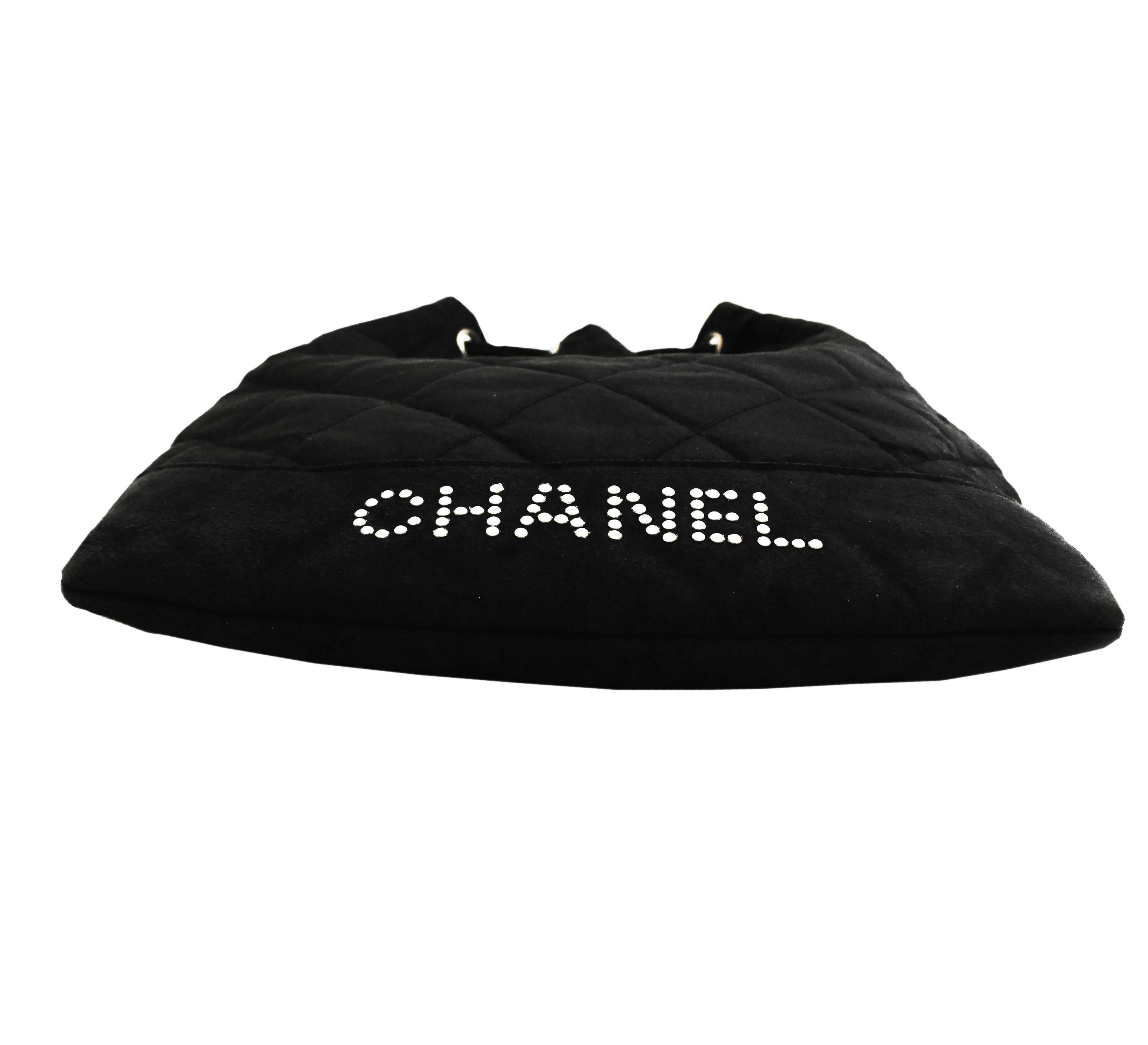 Chanel Black Satin Mini Drawstring Back Pack Bag 2