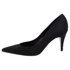 Chanel Black Satin Pointed Toe Pumps Size 40.5
