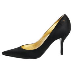 Chanel Black Satin Pointed Toe Pumps Size 41