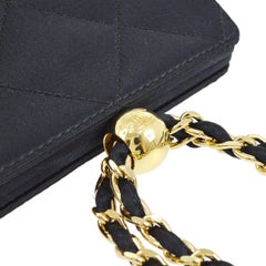 Chanel Black Satin Quilted Small Evening Mini Party Top Handle Satchel Bag
