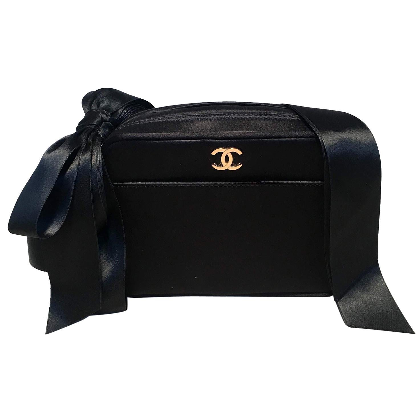 Chanel Black Satin Ribbon Shoulder Bag 