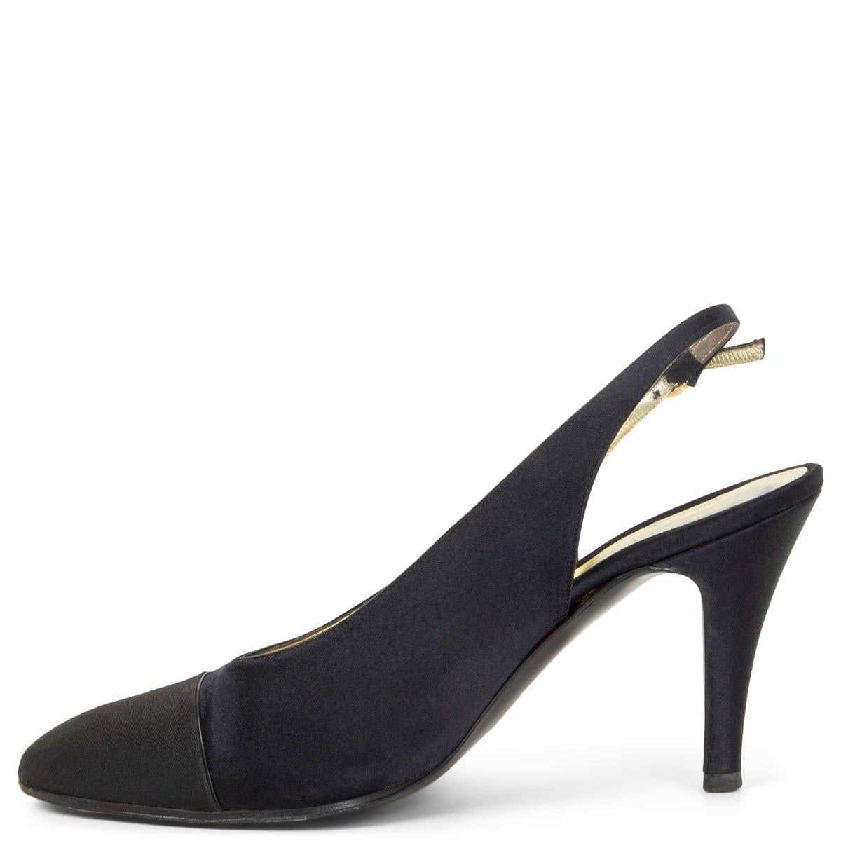 black satin slingback heels