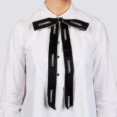 Chanel 1994 Black Satin Ribbon Pin Brooch, Silver Hardware