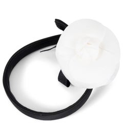 CHANEL black satin & white CAMELLIA Choker Necklace