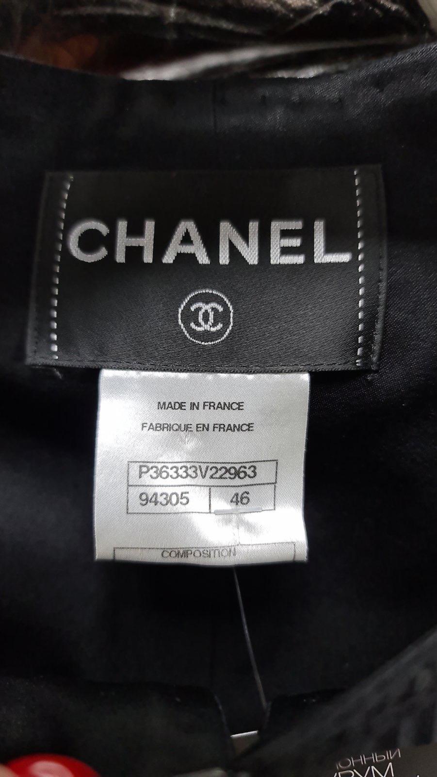 Chanel Black Self Stripe Bow Trim Jacket 6