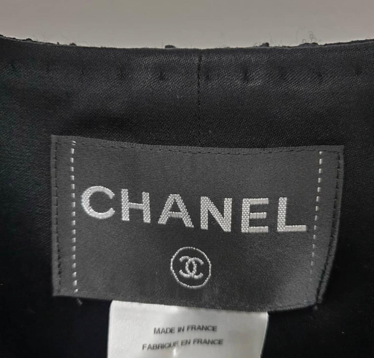 Chanel Black Self Stripe Bow Trim Jacket 1