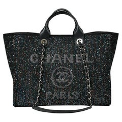 Chanel Black Sequin Canvas Medium Deauville Tote
