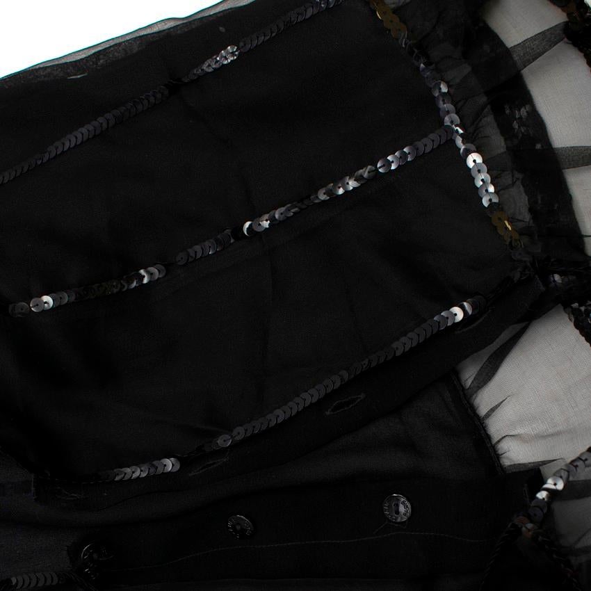 Chanel Black Sequin Embellished High Neck Sheer Top - Size US 6 For Sale 1