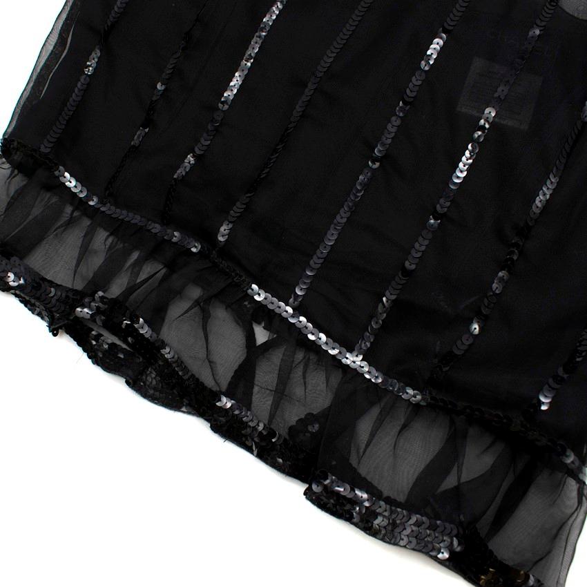 Women's Chanel Black Sequin Embellished High Neck Sheer Top - Size US 6