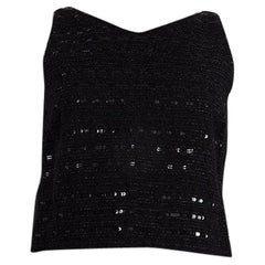 Vintage CHANEL black SEQUIN EMBELLISHED TWEED Sleeveless Blouse Shirt M