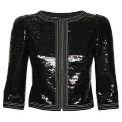 Chanel Black Sequin Embellished Zip Front Jacket S