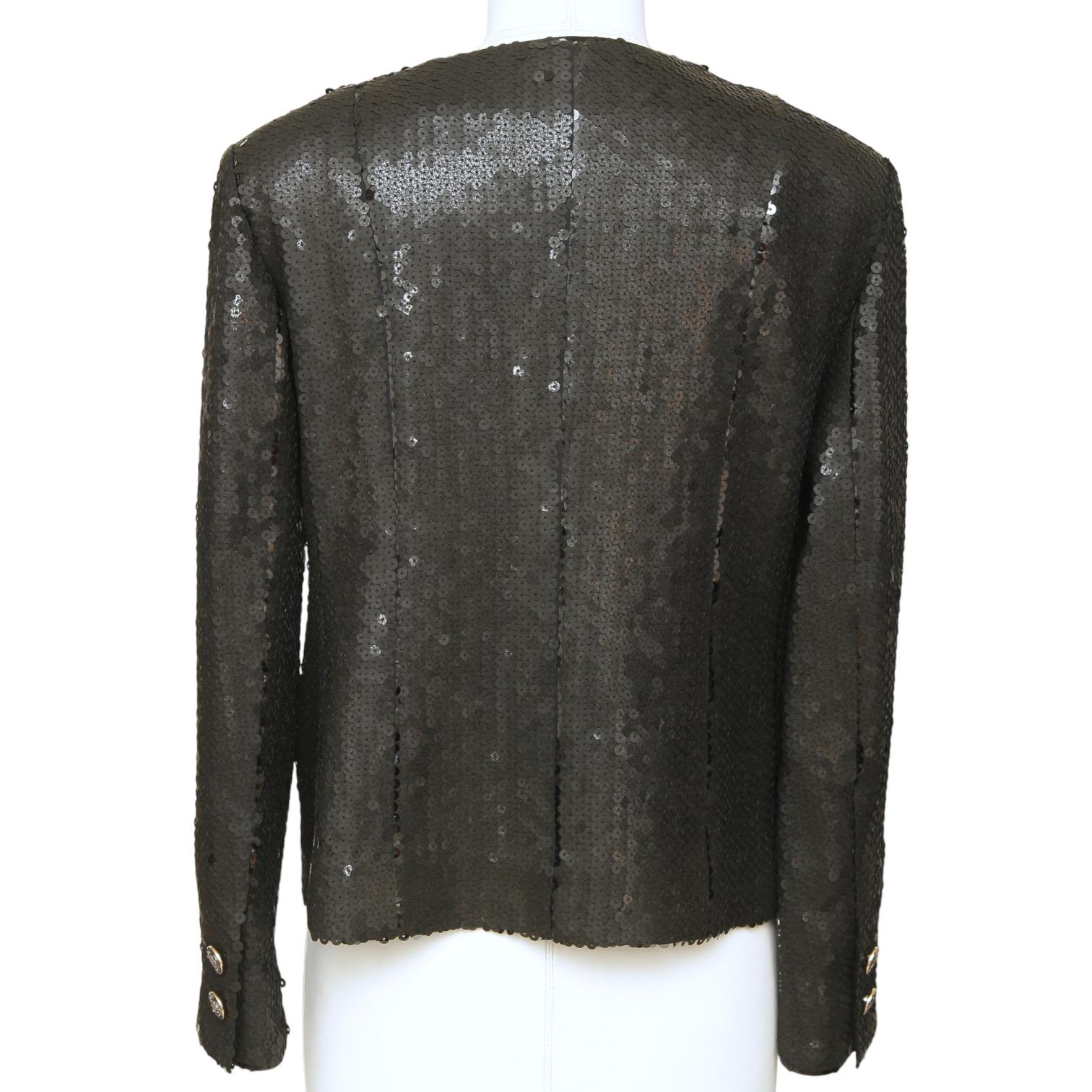 Women's CHANEL Black Sequin Jacket CRUISE 2023 Paillette Long Sleeve Sz 38 $8800 NWT