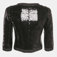 Veste à sequins noire à fermeture éclair Chanel S