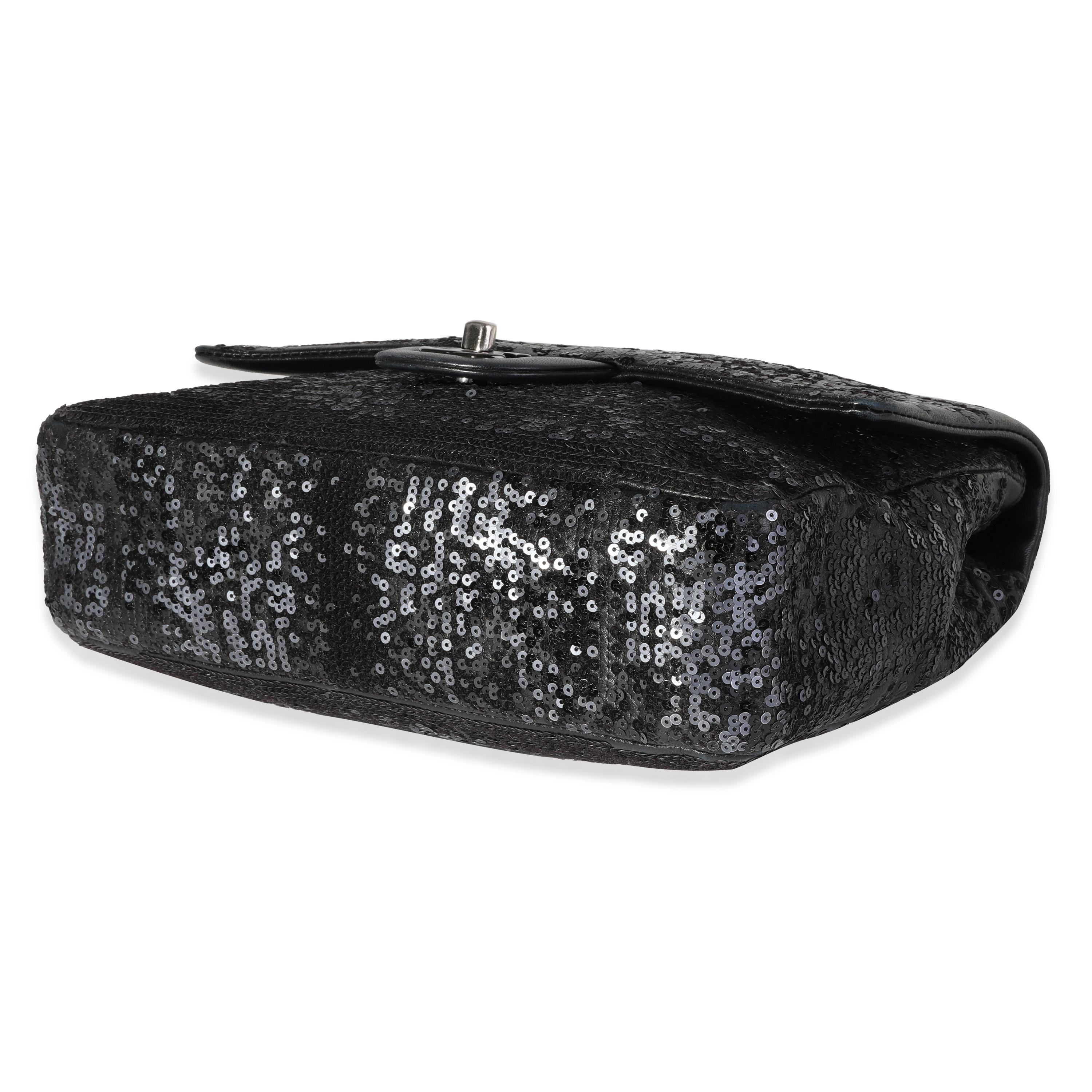 Chanel Black Sequin Lambskin Medium Single Flap Bag 1