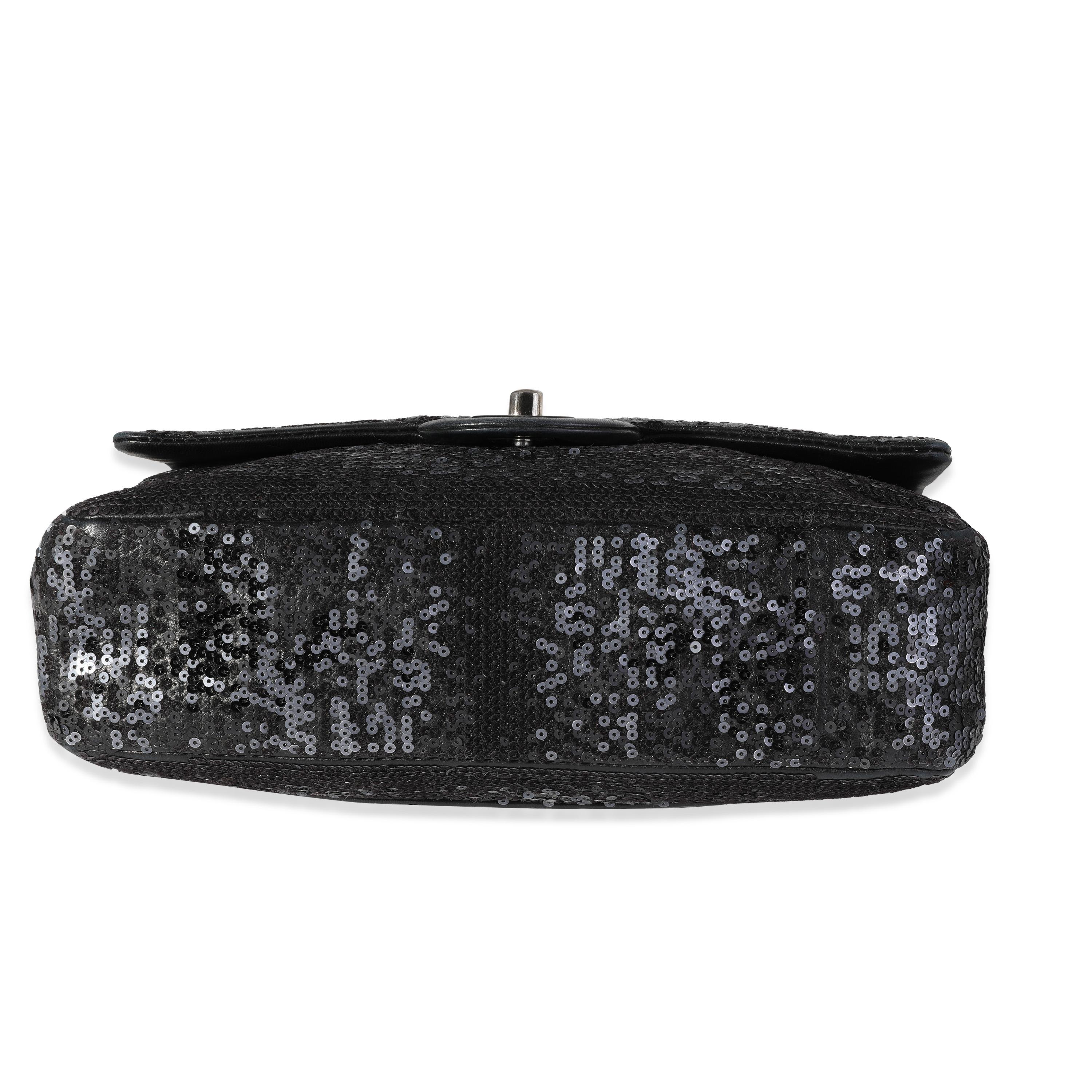 Chanel Black Sequin Lambskin Medium Single Flap Bag 3