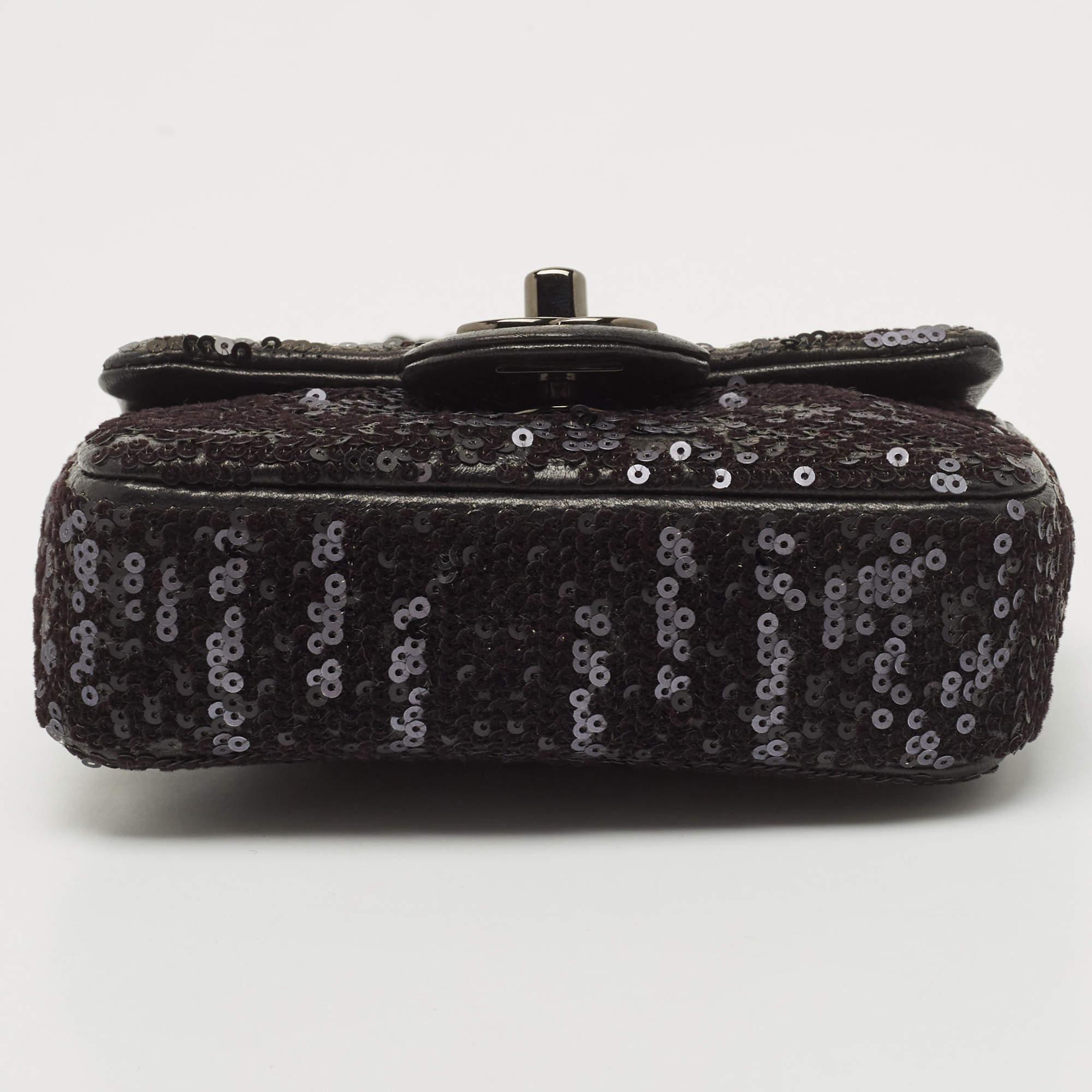 Chanel Black Sequin Leather CC Mini Single Flap Bag 8