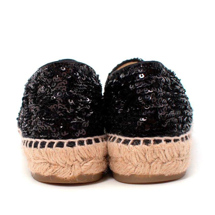 Chanel Black Sequin & Patent Toe Cap Espadrilles In Excellent Condition For Sale In London, GB
