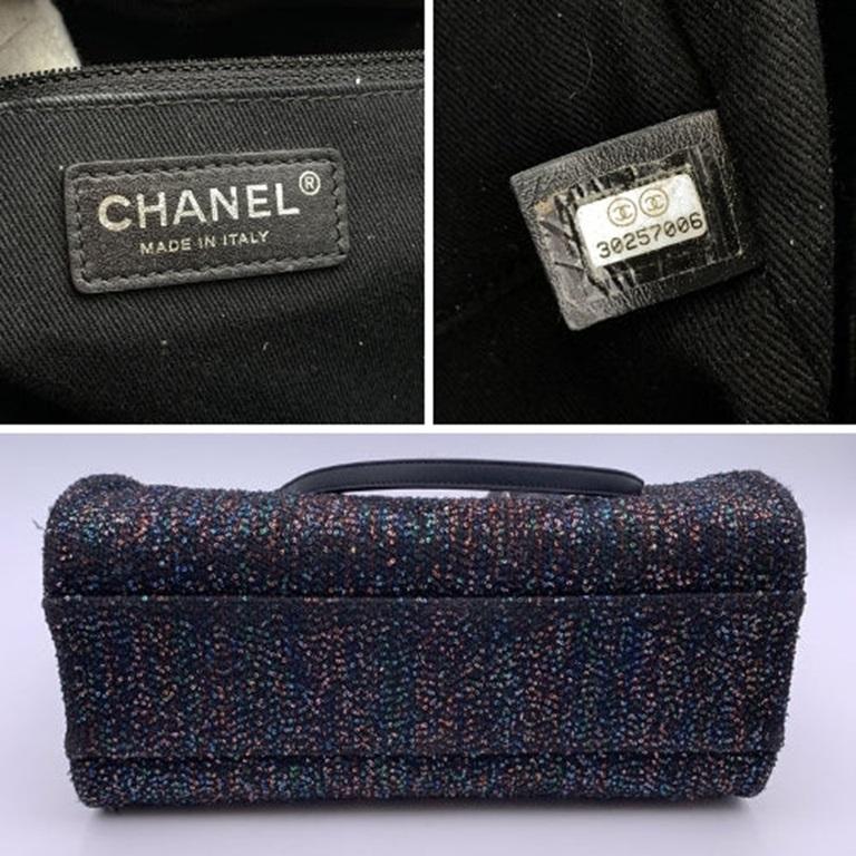 Chanel Black Sequin Sparkle Canvas Medium Deauville Tote Bag 1