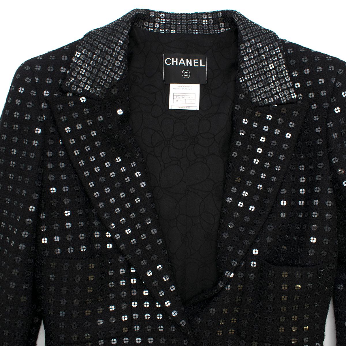 Chanel Black Sequin Tuxedo Jacket FR 38 In Excellent Condition In London, GB