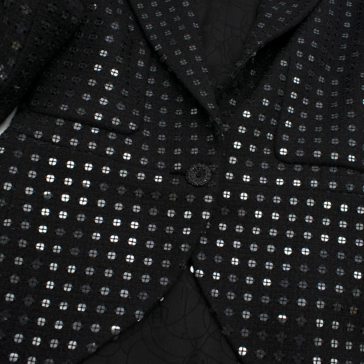 Chanel Black Sequin Tuxedo Jacket FR 38 1