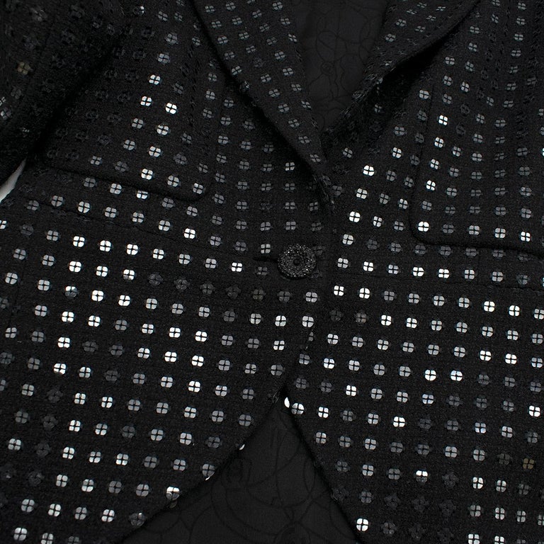 Chanel Black Sequin Tuxedo Jacket FR 38 at 1stDibs | chanel tuxedo jacket