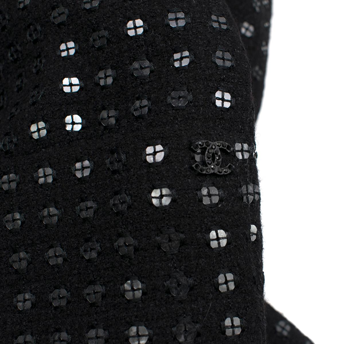 Chanel Black Sequin Tuxedo Jacket FR 38 2