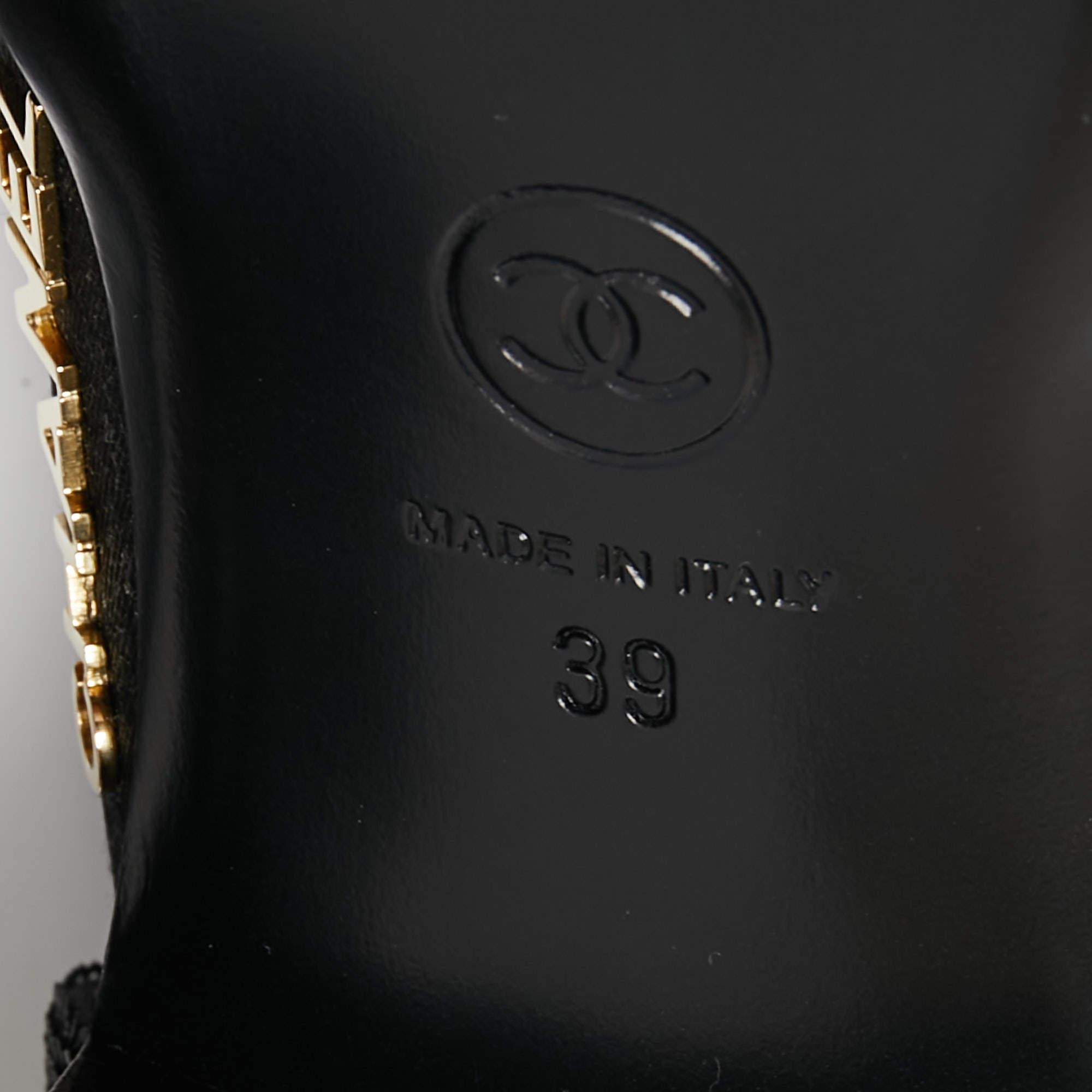 Chanel Black Sequins and Canvas CC Cap Toe Mary Jane Flats Size 39 3