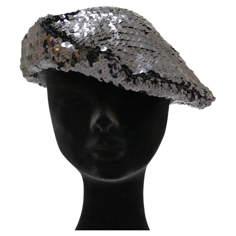 Chanel black sequins beret