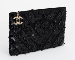 Chanel Black Sequins Evening Clutch
