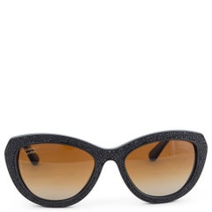 CHANEL black Shagreen Oval Sunglasses 6046