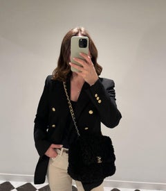Chanel Black Shearling & Lambskin Leather Large 19 Flap Bag