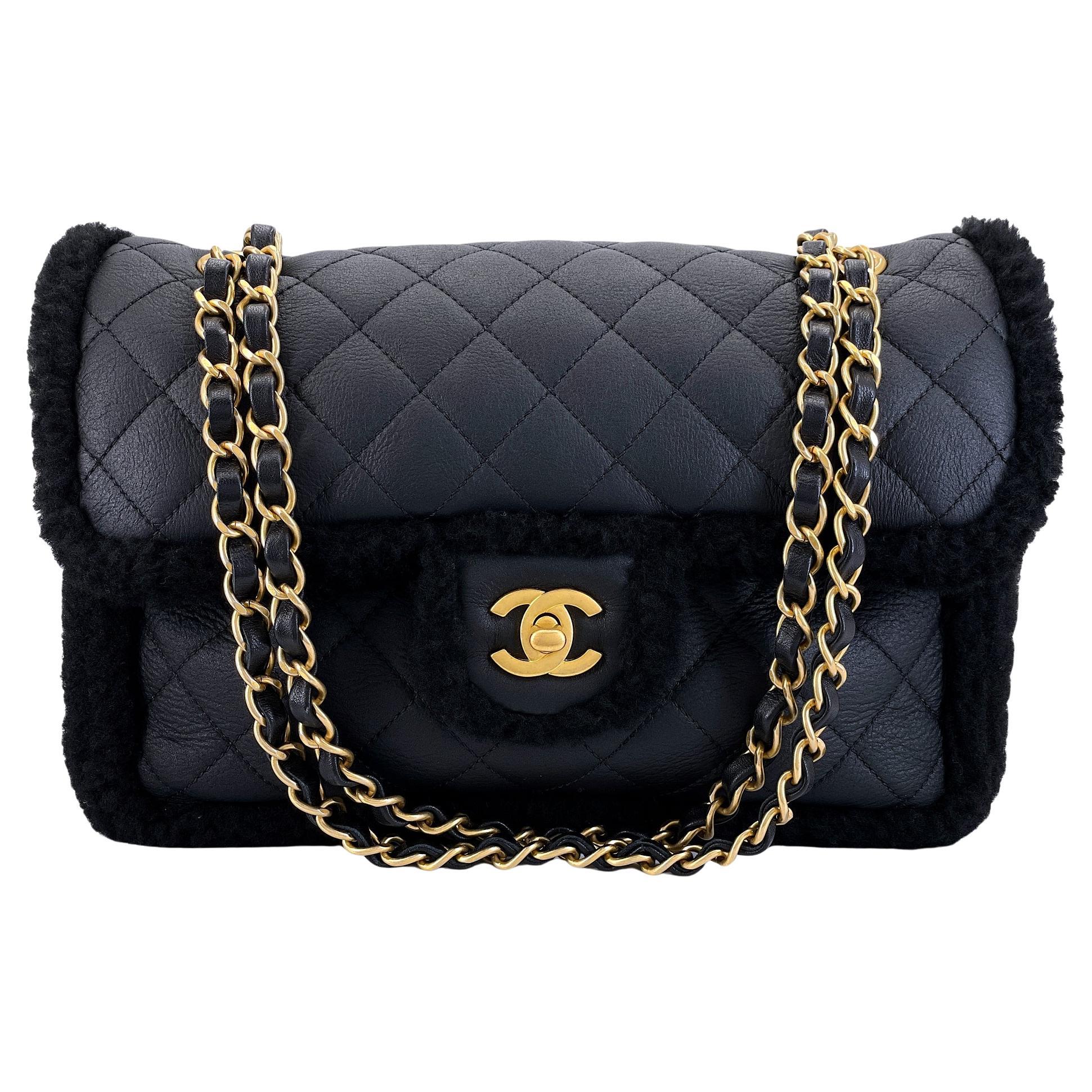 Chanel Black Shearling Muff Flap Bag GHW 68590