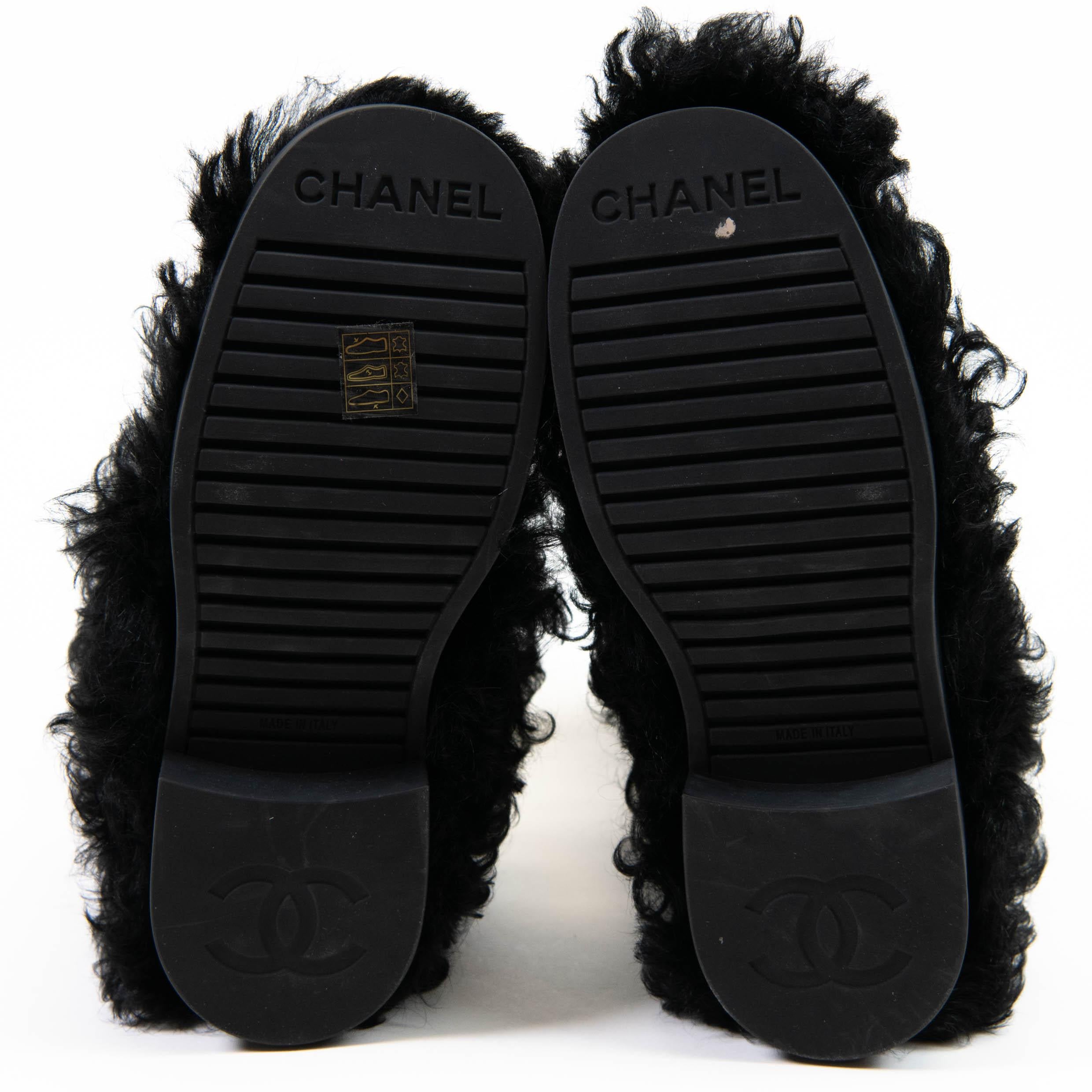 Chanel Black Shearling Sheepskin High Boots 37.5 1