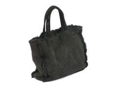 Chanel Black Shearling Trim Tote