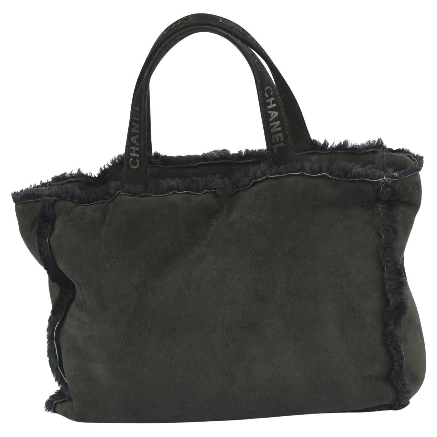 Chanel Black Shearling Trim Tote