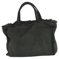 Chanel Black Shearling Trim Tote