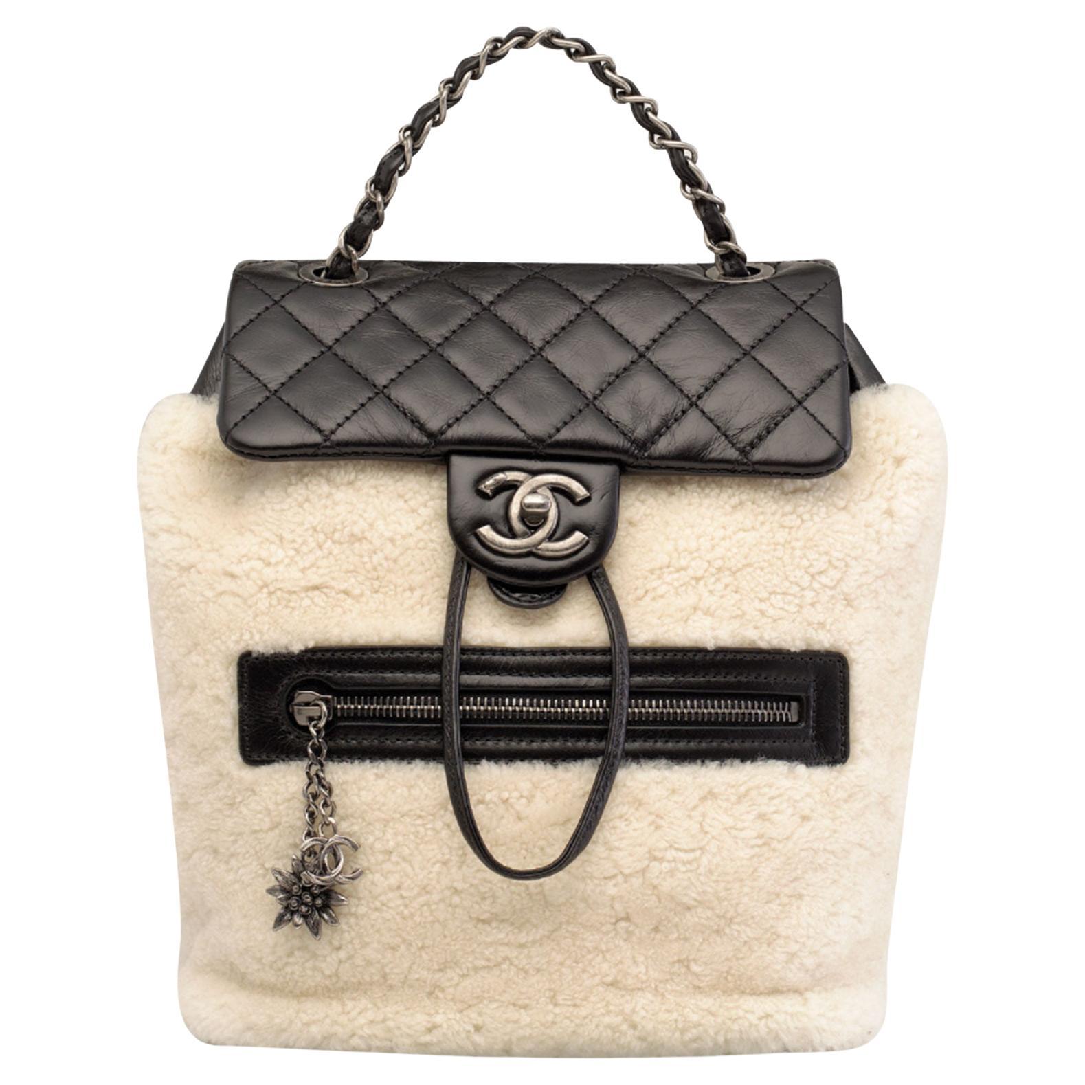 Chanel Black Shearlng Leather Paris-salzburg Mountain Backpack